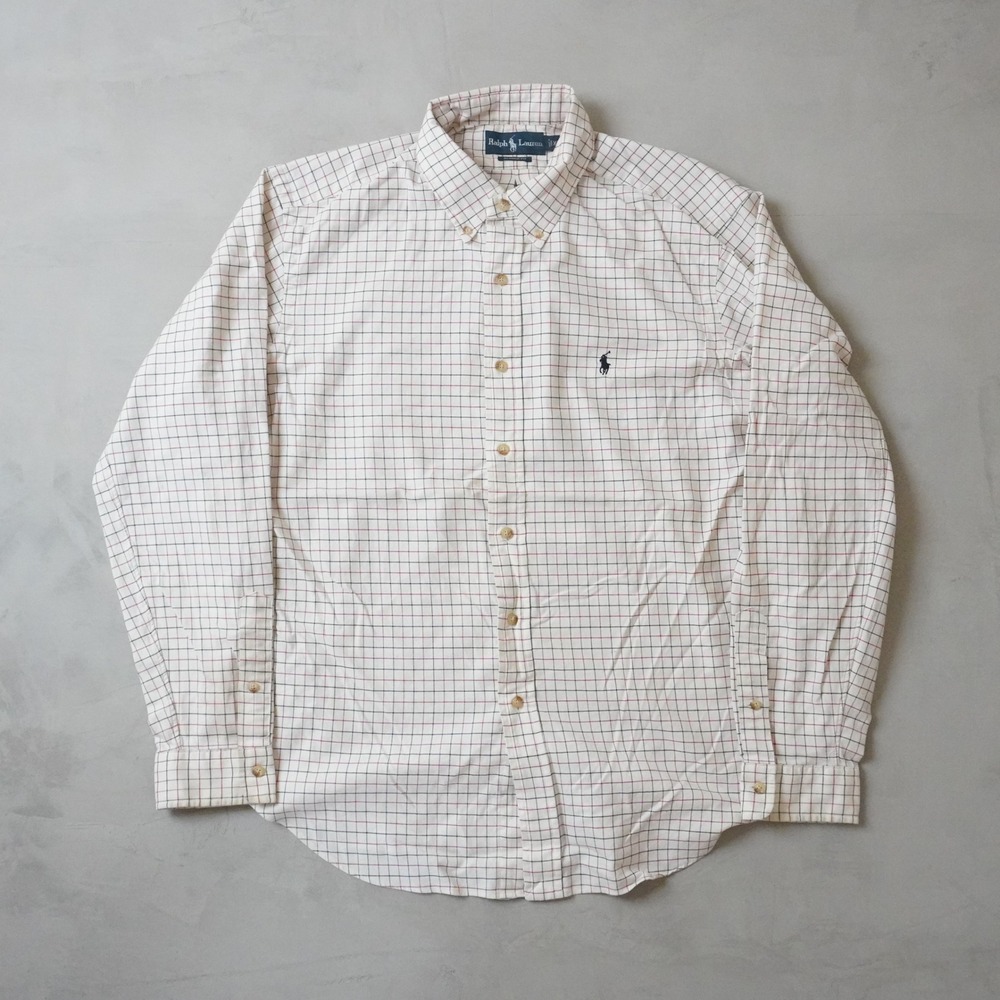 Polo Ralph Lauren Mens XL Classic Fit Tattersall Check Button Down Shirt Cream